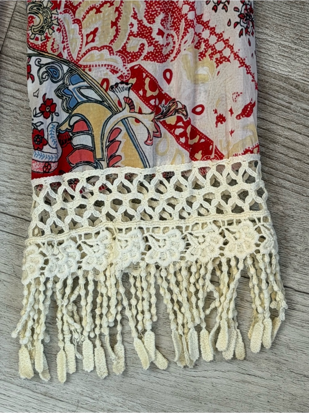 Sundance Terraza Paisley Boho Blouse Crochet Fringe V-Neck Tunic Top Size M - Picture 6 of 12